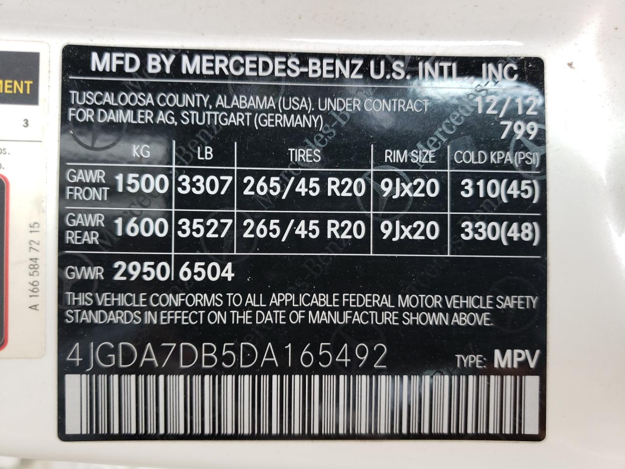 VIN 4JGDA7DB5DA165492 2013 MERCEDES-BENZ M-CLASS no.13