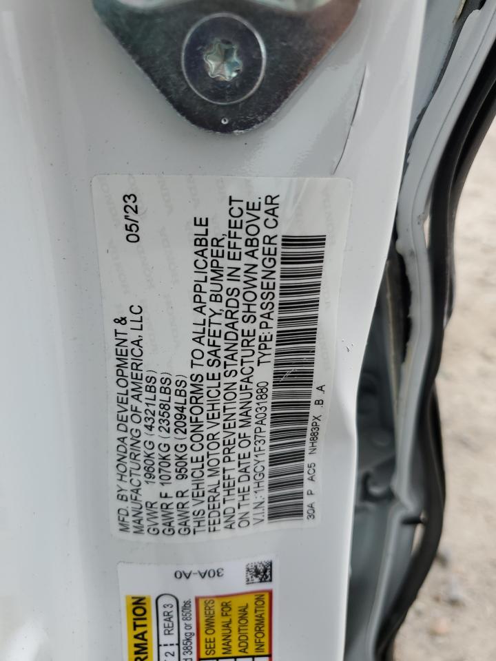 VIN 1HGCY1F37PA031880 2023 HONDA ACCORD no.12