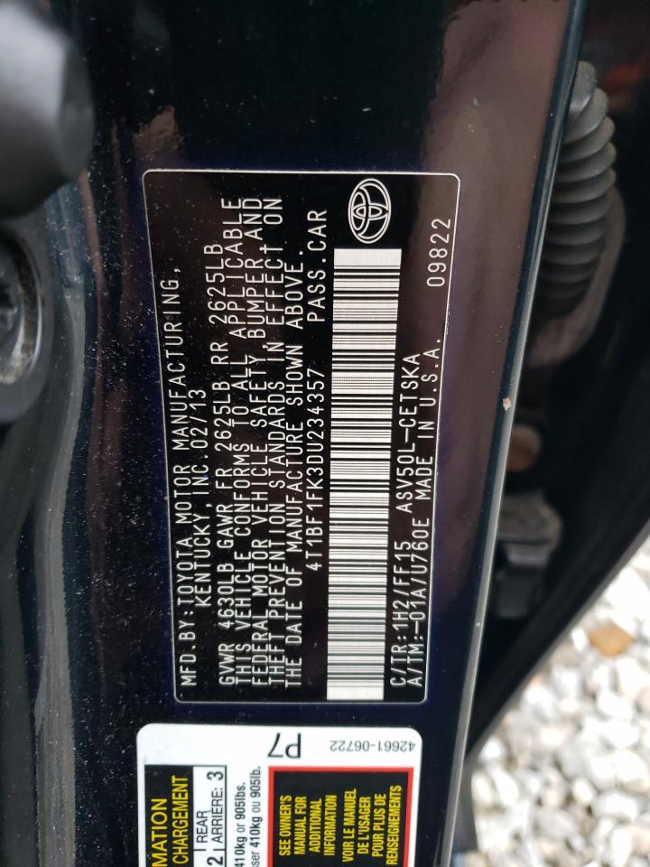 VIN 4T1BF1FK3DU234357 2013 TOYOTA CAMRY no.12