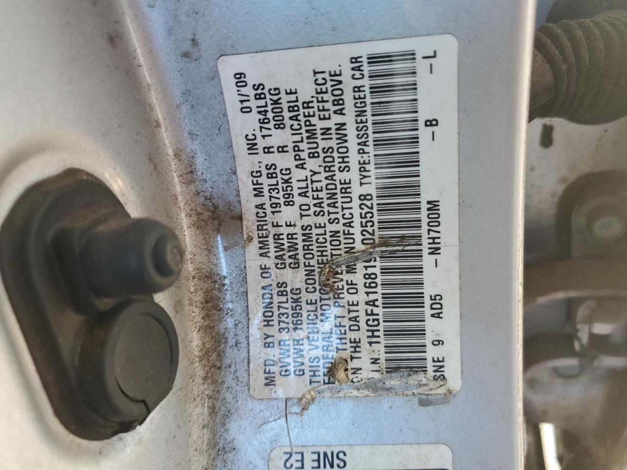 2009 Honda Civic Ex VIN: 1HGFA16819L025528 Lot: 82233494