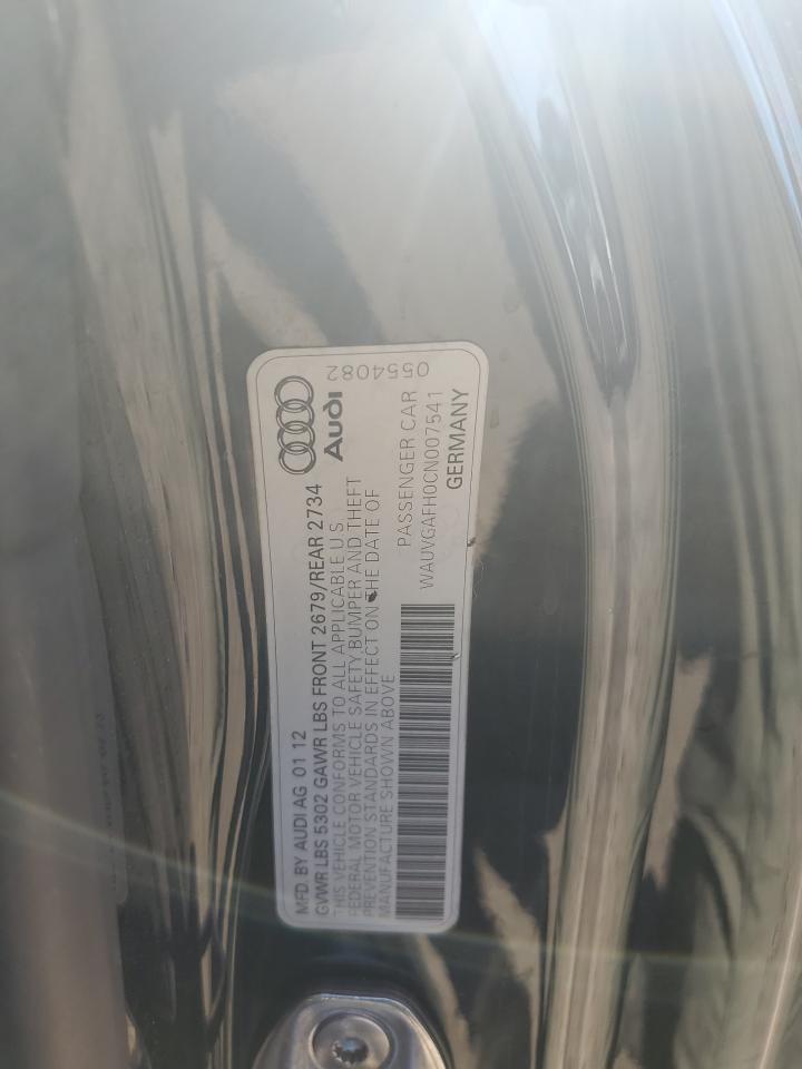 2012 Audi S5 Prestige VIN: WAUVGAFH0CN007541 Lot: 78230154