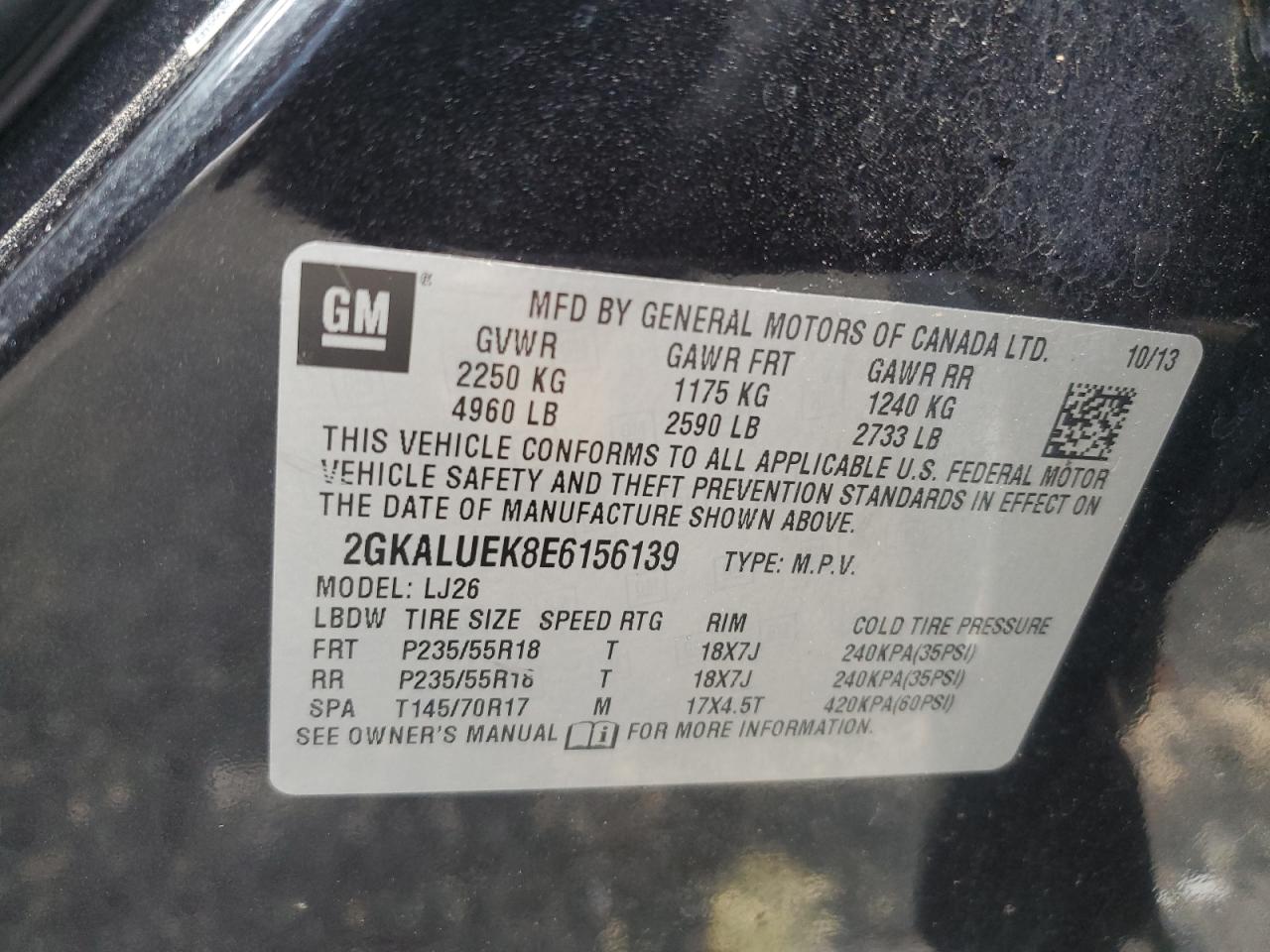 VIN 2GKALUEK8E6156139 2014 GMC TERRAIN no.12