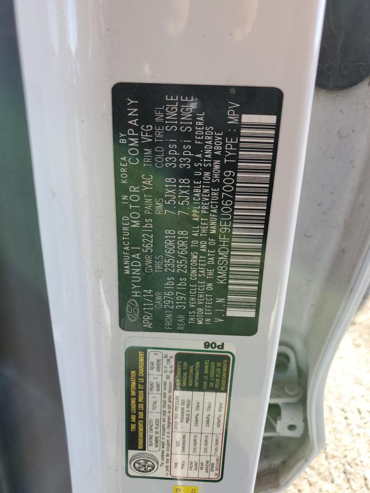 2014 Hyundai Santa Fe Gls VIN: KM8SMDHF9EU067009 Lot: 80194584