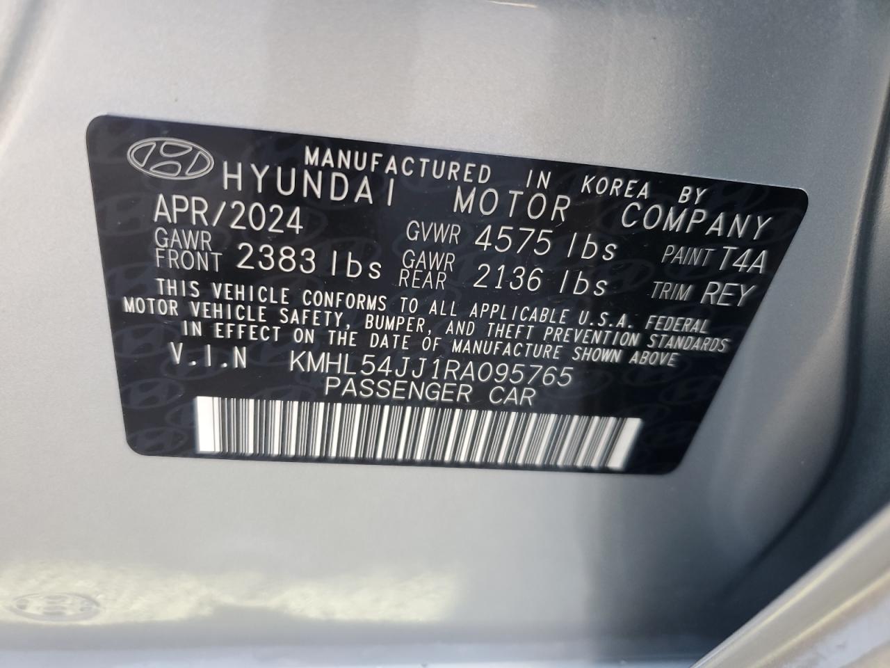 2024 Hyundai Sonata Hybrid VIN: KMHL54JJ1RA095765 Lot: 81553784