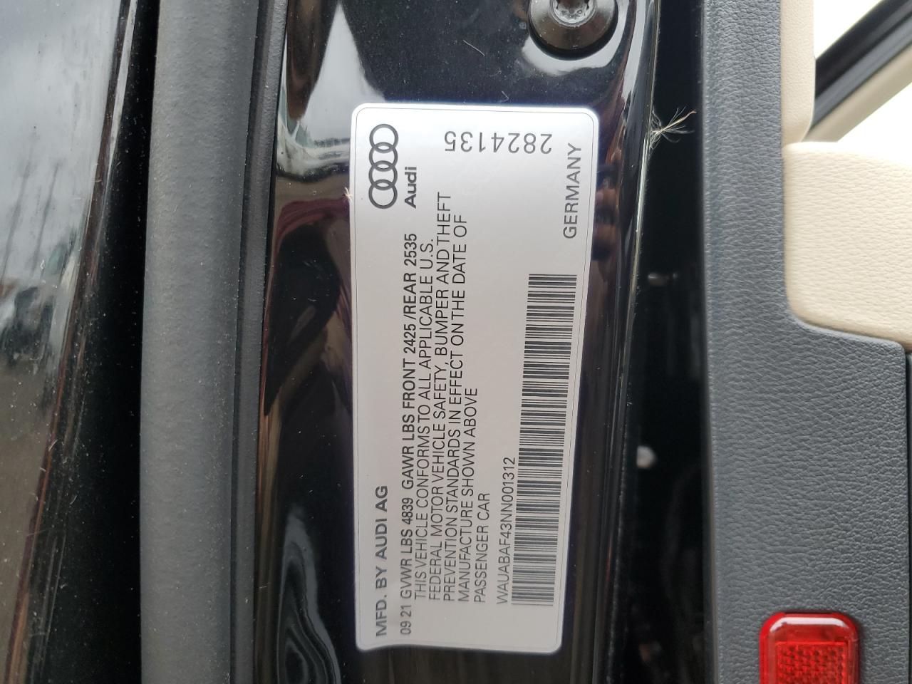 2022 Audi A4 Premium 40 VIN: WAUABAF43NN001312 Lot: 78381784