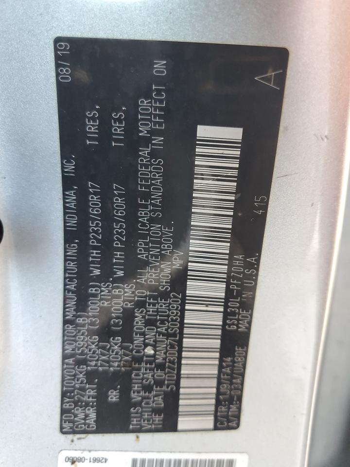 2020 Toyota Sienna L VIN: 5TDZZ3DC7LS039902 Lot: 80336714