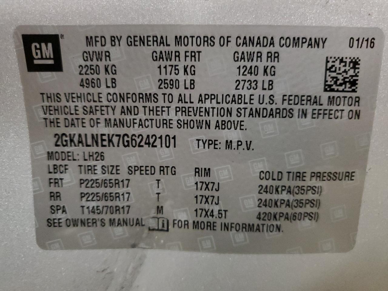 VIN 2GKALNEK7G6242101 2016 GMC TERRAIN no.13