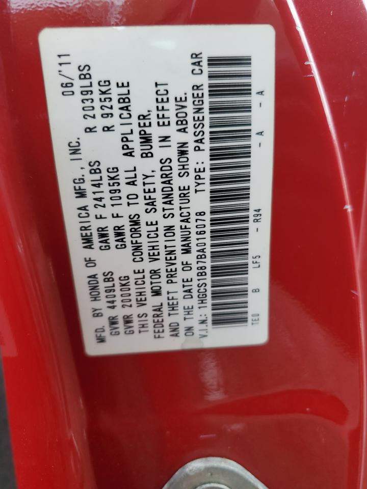 2011 Honda Accord Exl VIN: 1HGCS1B87BA016078 Lot: 78827384