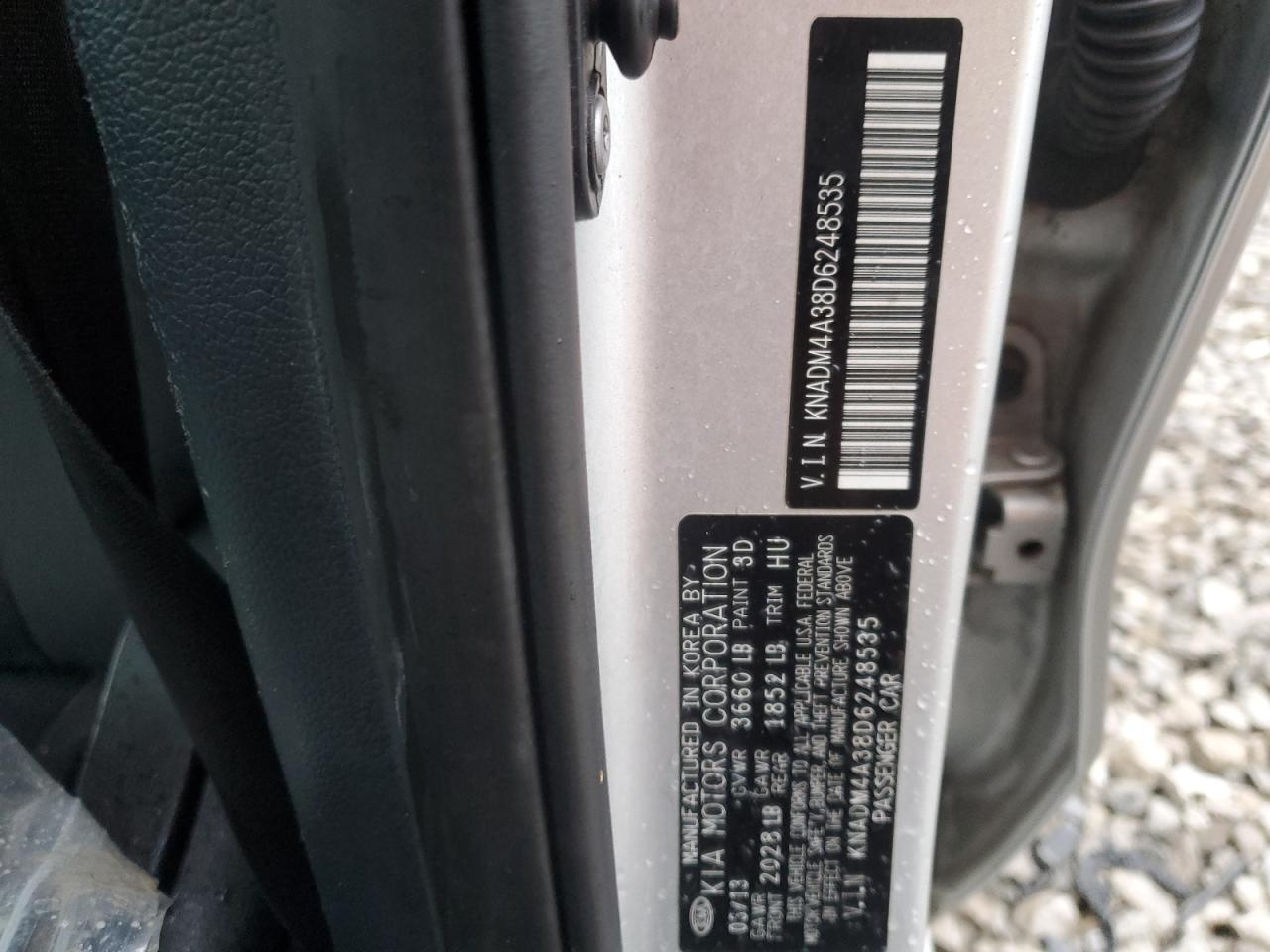 2013 Kia Rio Lx VIN: KNADM4A38D6248535 Lot: 81726364