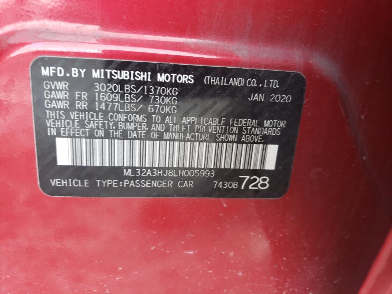 VIN ML32A3HJ8LH005993 2020 MITSUBISHI MIRAGE no.13