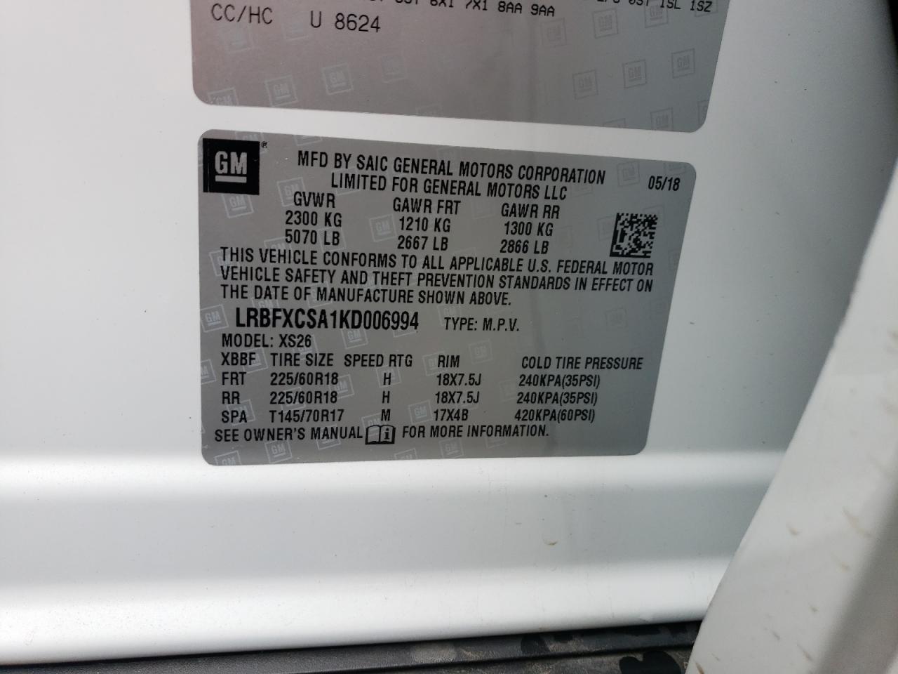 2019 Buick Envision Essence VIN: LRBFXCSA1KD006994 Lot: 70170585