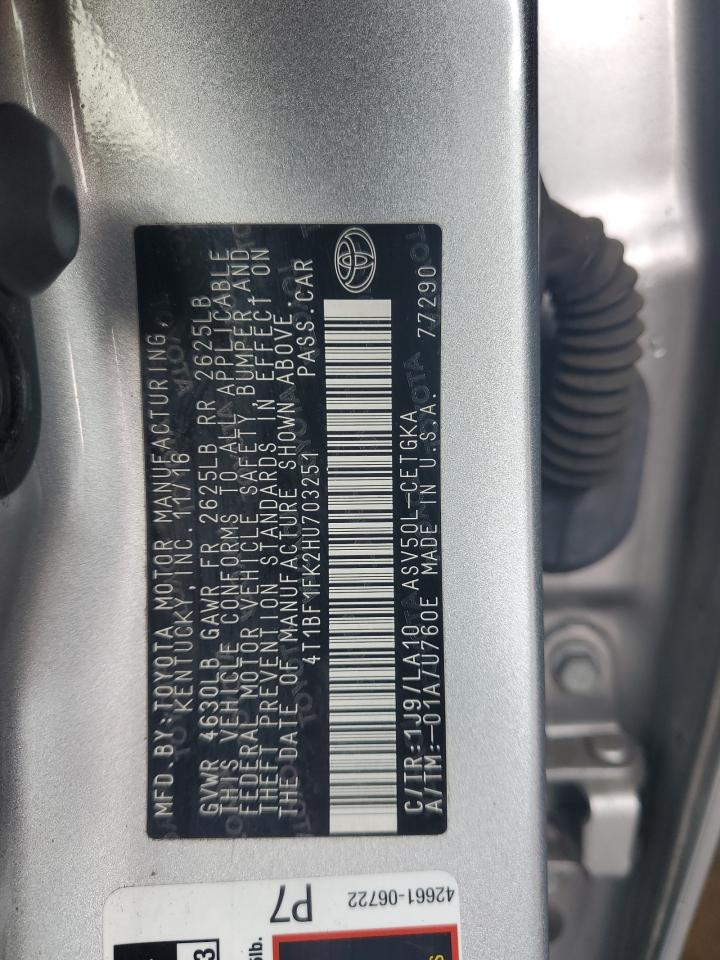 VIN 4T1BF1FK2HU703251 2017 TOYOTA CAMRY no.13