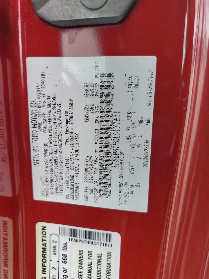 2020 Ford Mustang VIN: 1FA6P8TH0L5171611 Lot: 80826174
