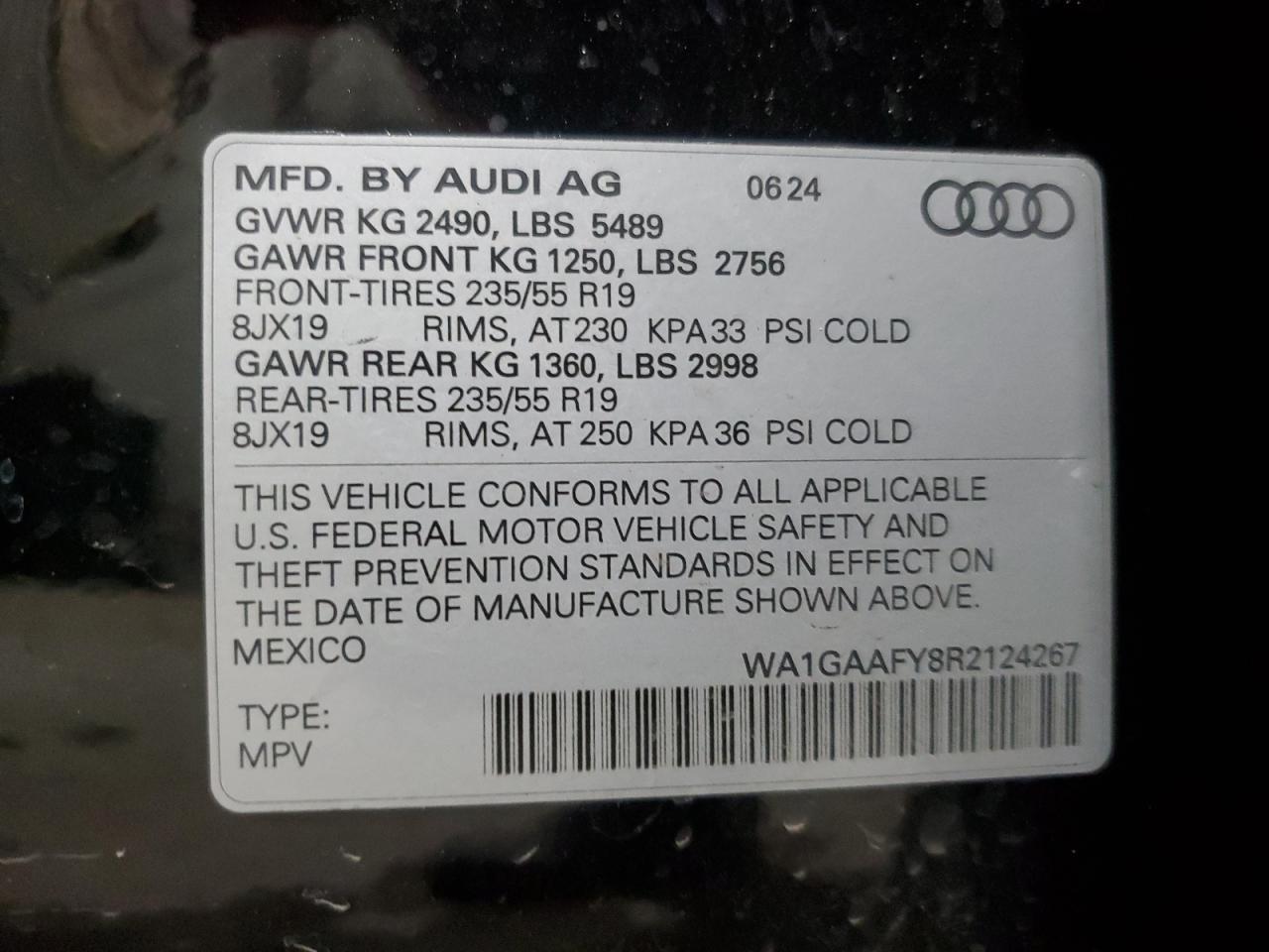 VIN WA1GAAFY8R2124267 2024 AUDI Q5 no.14