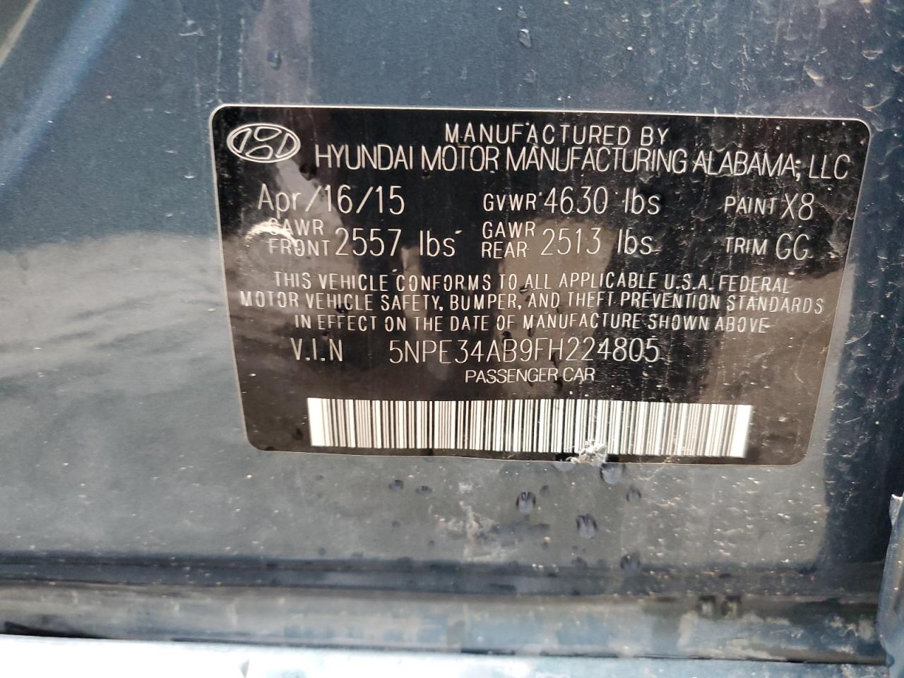 5NPE34AB9FH224805 2015 HYUNDAI SONATA - Image 12