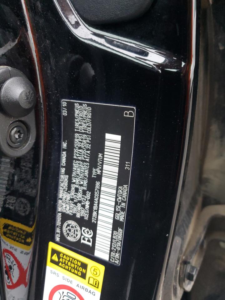 2010 Lexus Rx 350 VIN: 2T2BK1BA4AC057996 Lot: 81871494