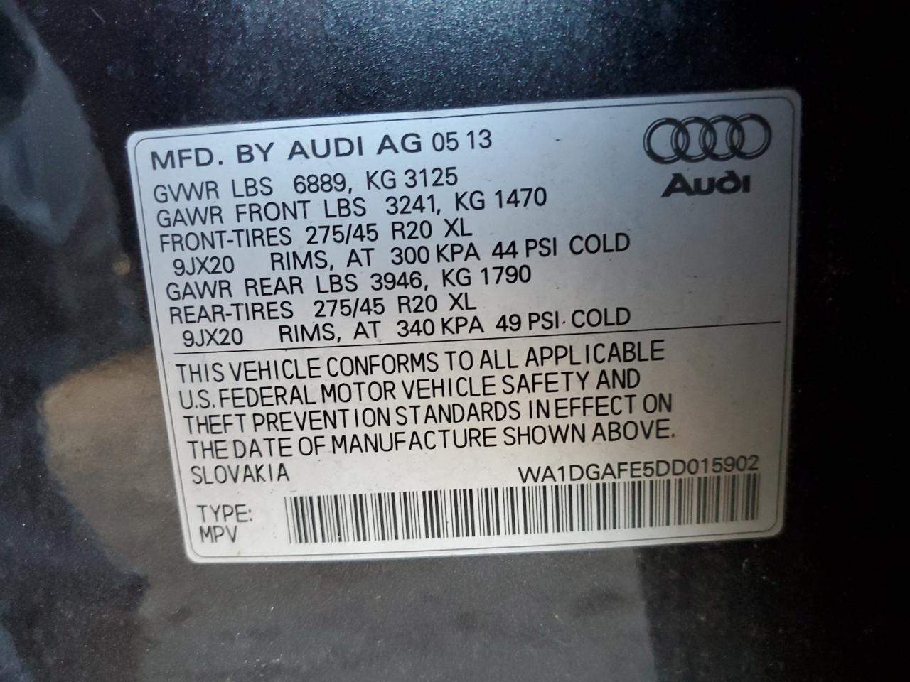 2013 Audi Q7 Prestige VIN: WA1DGAFE5DD015902 Lot: 80376744