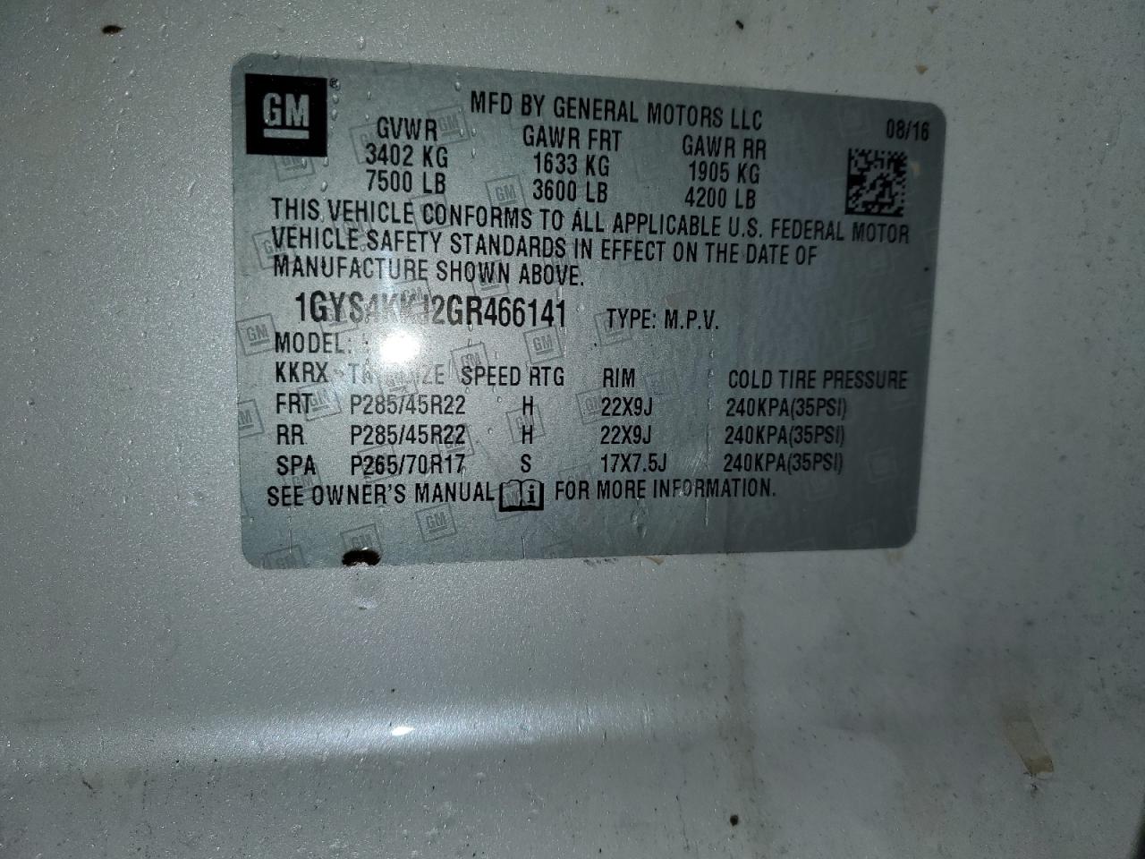 2016 Cadillac Escalade Esv Platinum VIN: 1GYS4KKJ2GR466141 Lot: 91740705