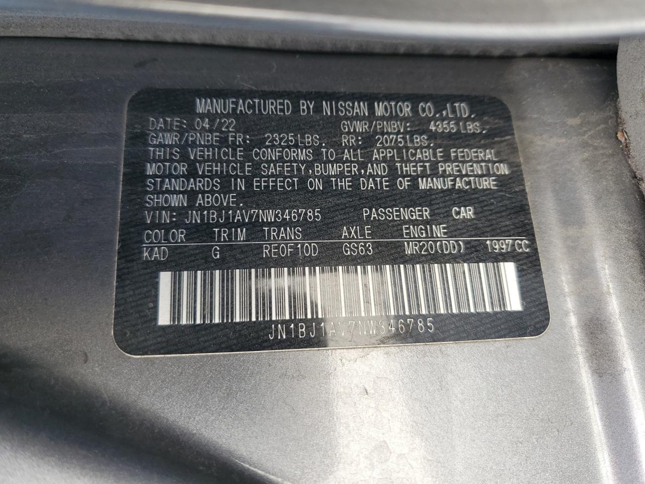 VIN JN1BJ1AV7NW346785 2022 NISSAN ROGUE no.14