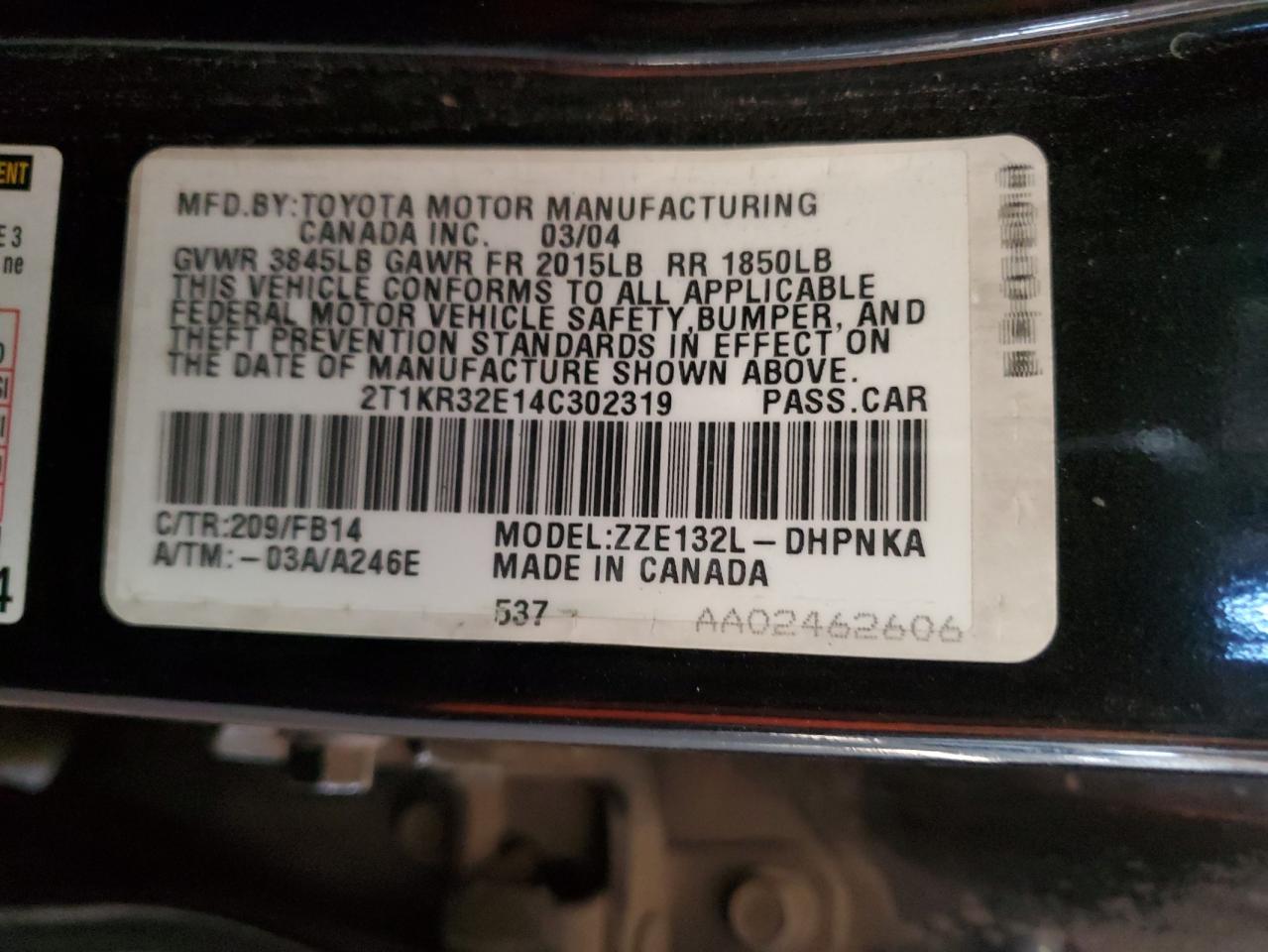 2T1KR32E14C302319 2004 Toyota Corolla Matrix Xr