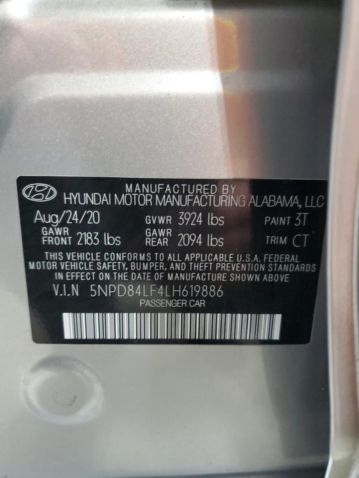 2020 Hyundai Elantra Sel VIN: 5NPD84LF4LH619886 Lot: 80008944