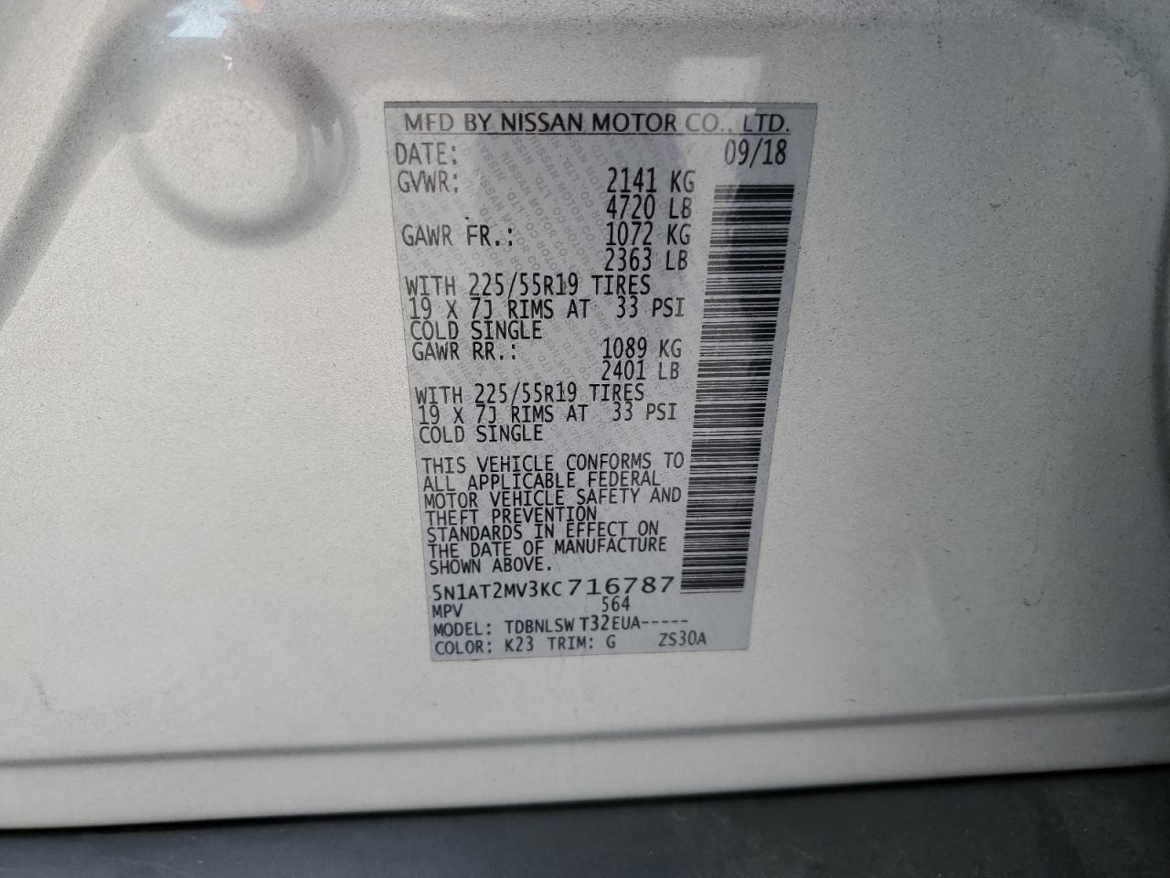 5N1AT2MV3KC716787 2019 NISSAN ROGUE - Image 14