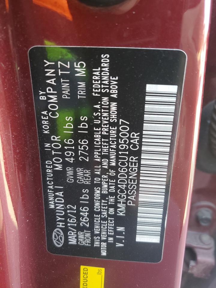 2012 Hyundai Genesis 3.8L VIN: KMHGC4DD6CU195007 Lot: 80574844