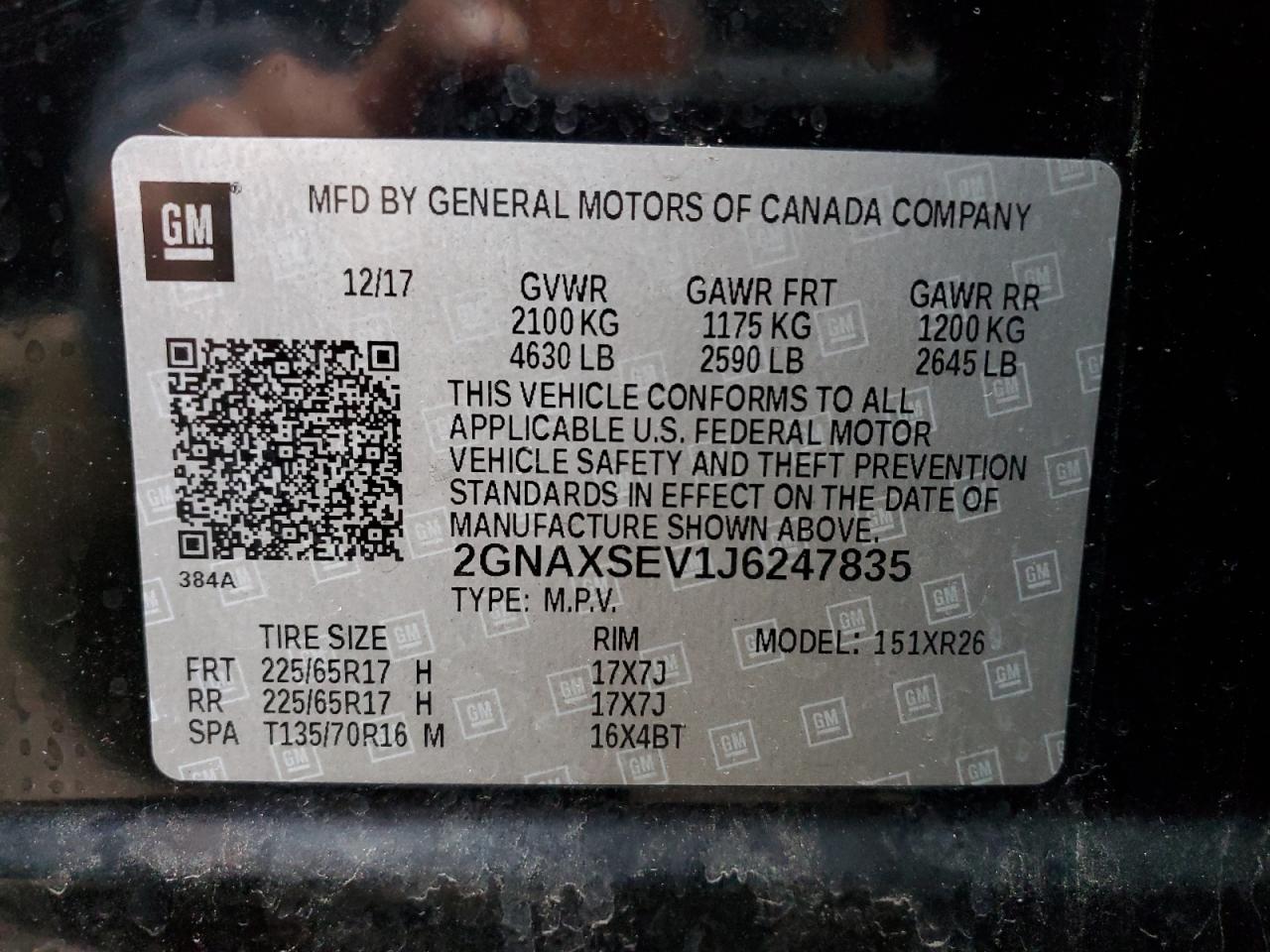 2018 Chevrolet Equinox Lt VIN: 2GNAXSEV1J6247835 Lot: 80440514