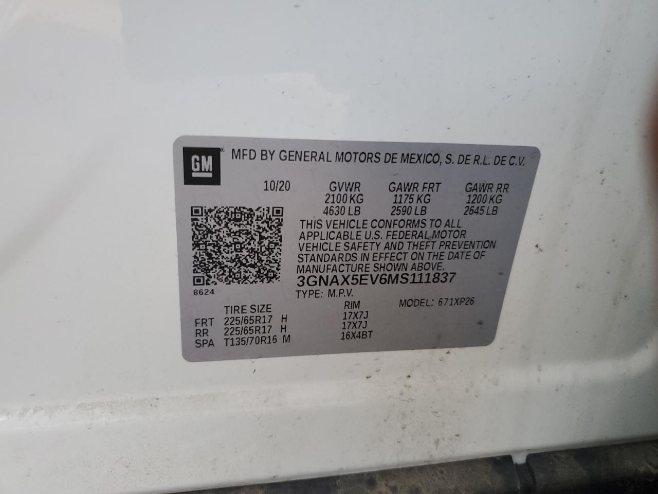 3GNAX5EV6MS111837 2021 CHEVROLET EQUINOX - Image 13