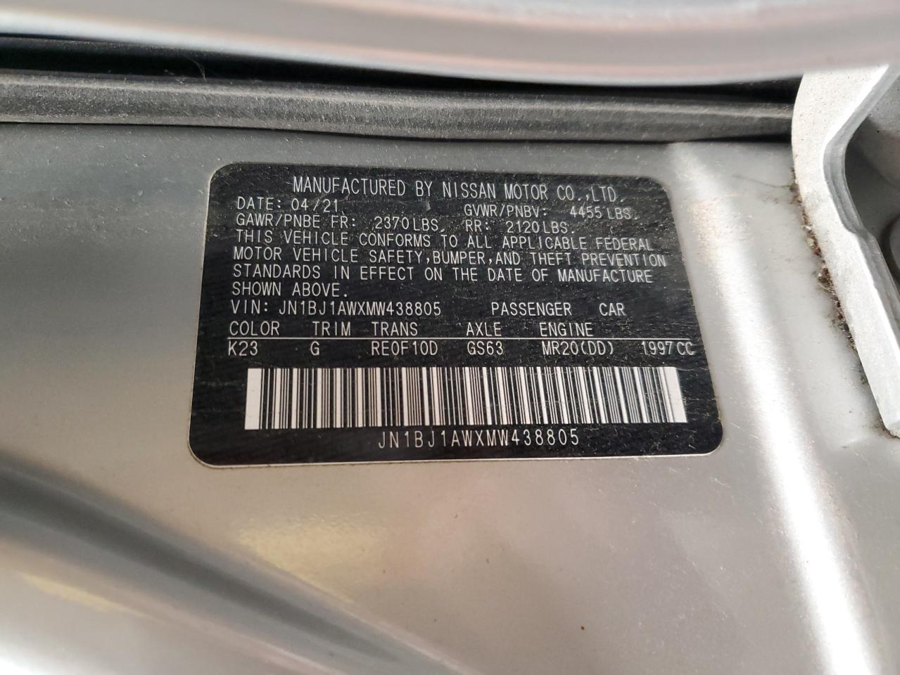 jn1bj1awxmw438805 JN1BJ1AWXMW438805 2021 Nissan Rogue Sport S