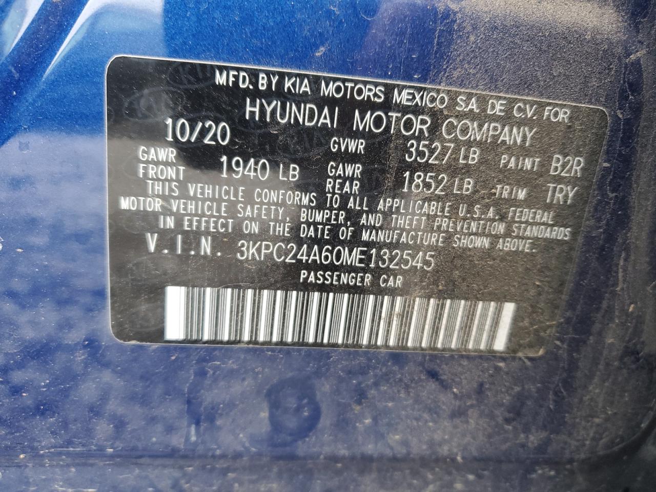 VIN 3KPC24A60ME132545 2021 HYUNDAI ACCENT no.13