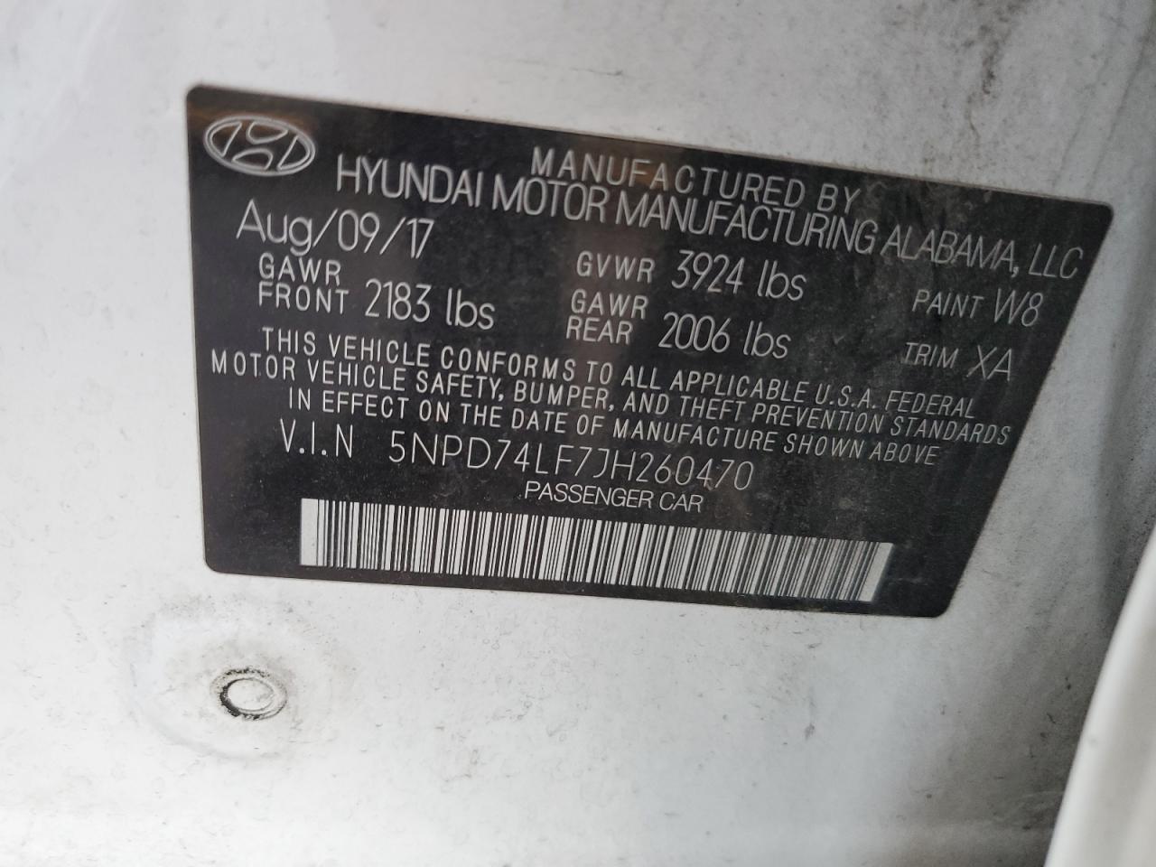 VIN 5NPD74LF7JH260470 2018 HYUNDAI ELANTRA no.12