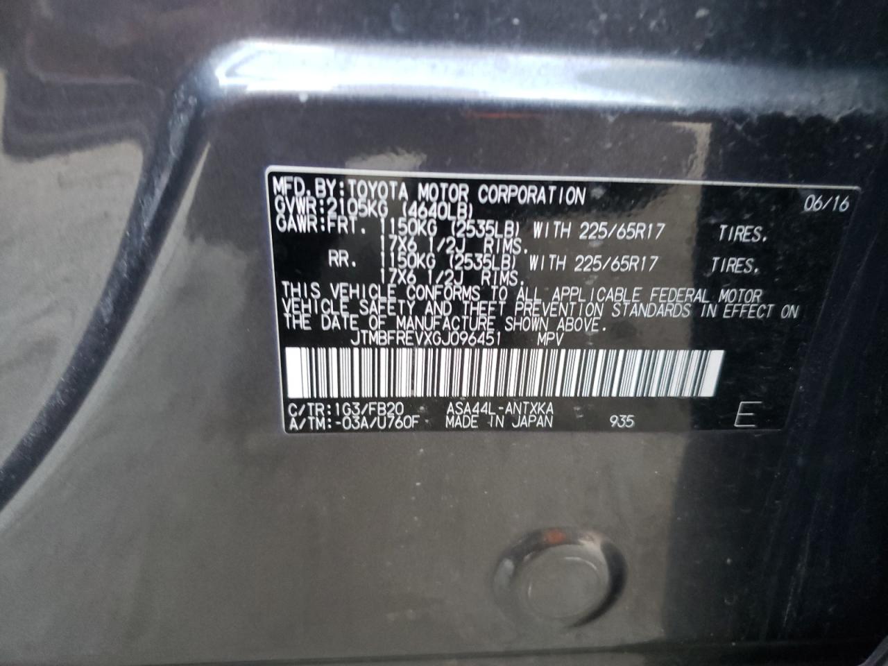 VIN JTMBFREVXGJ096451 2016 TOYOTA RAV4 no.13