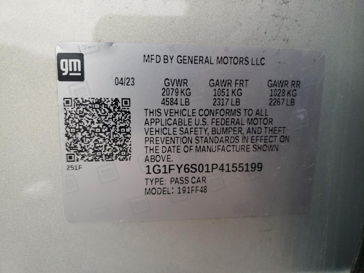 2023 Chevrolet Bolt Euv Lt VIN: 1G1FY6S01P4155199 Lot: 79127134