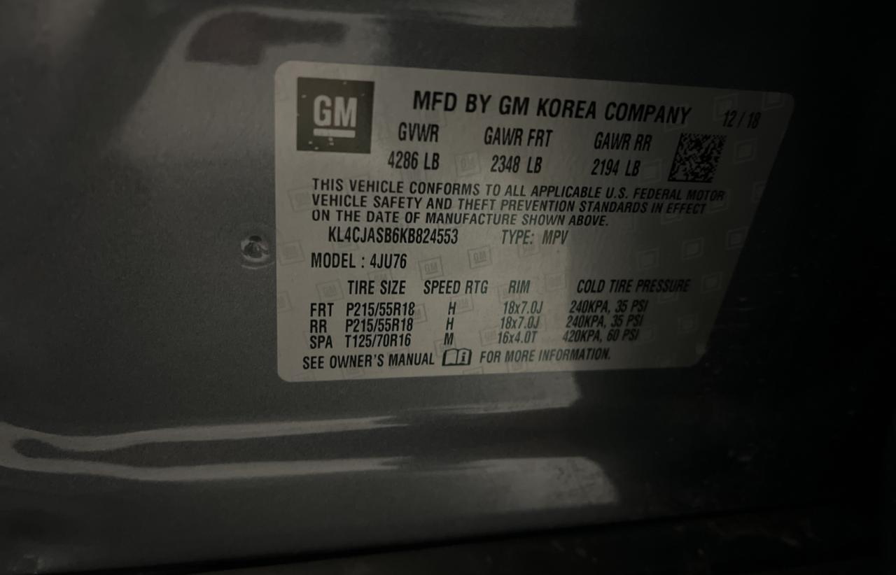 2019 Buick Encore Preferred VIN: KL4CJASB6KB824553 Lot: 80352904