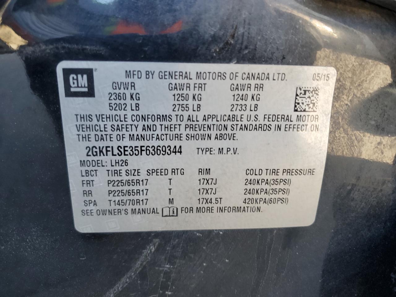 VIN 2GKFLSE35F6369344 2015 GMC TERRAIN no.13