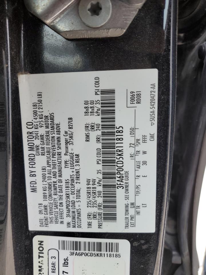 VIN 3FA6P0CD5KR118185 2019 FORD FUSION no.12