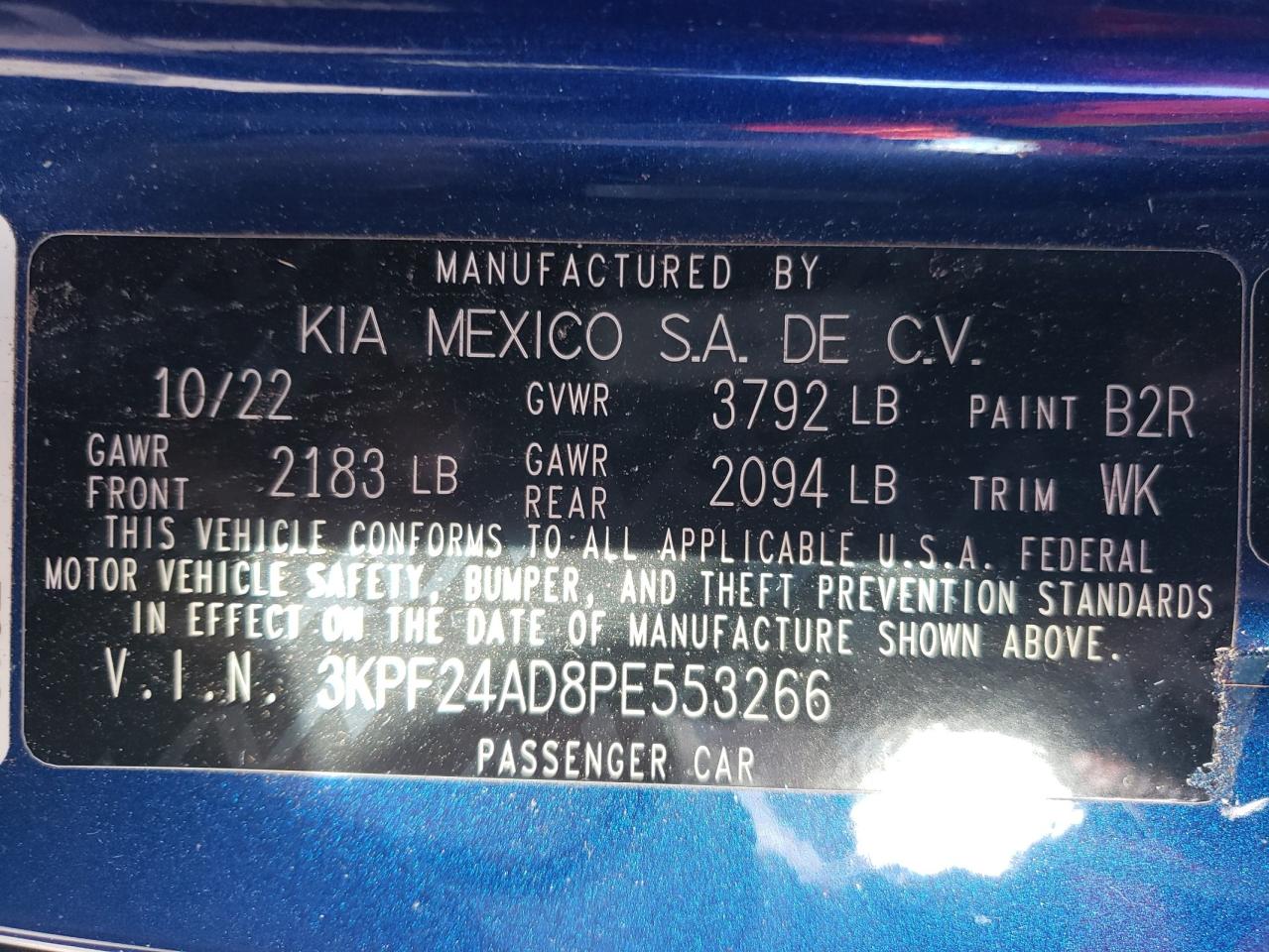 2023 Kia Forte Lx VIN: 3KPF24AD8PE553266 Lot: 81492714