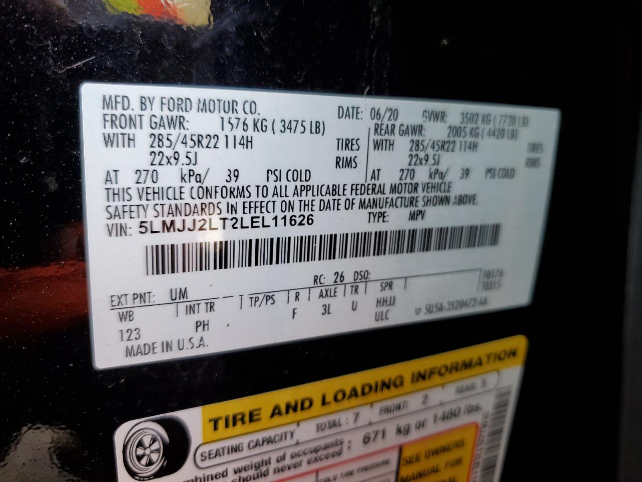 2020 Lincoln Navigator Reserve VIN: 5LMJJ2LT2LEL11626 Lot: 80149954