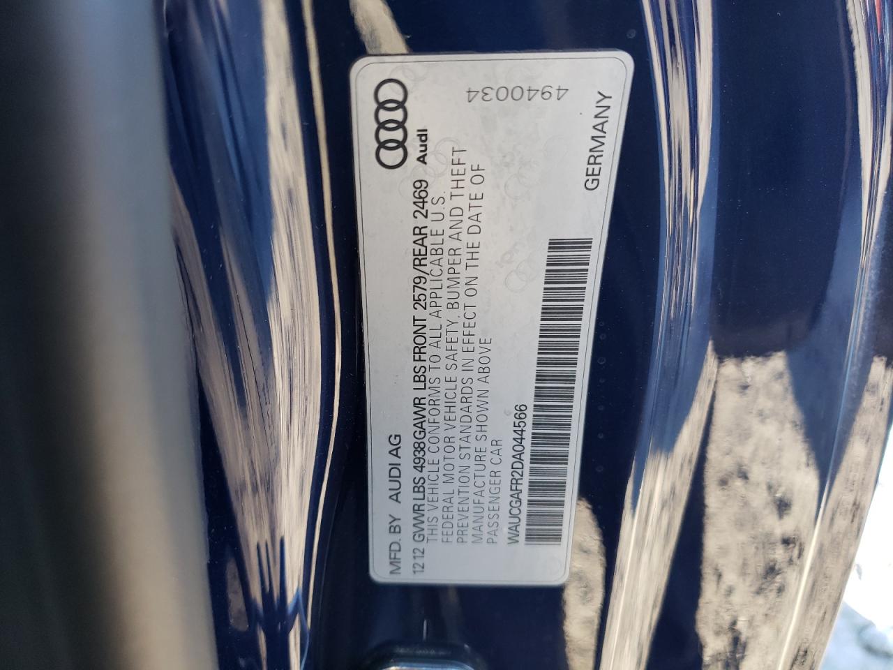 2013 Audi S5 Premium Plus VIN: WAUCGAFR2DA044566 Lot: 79260724