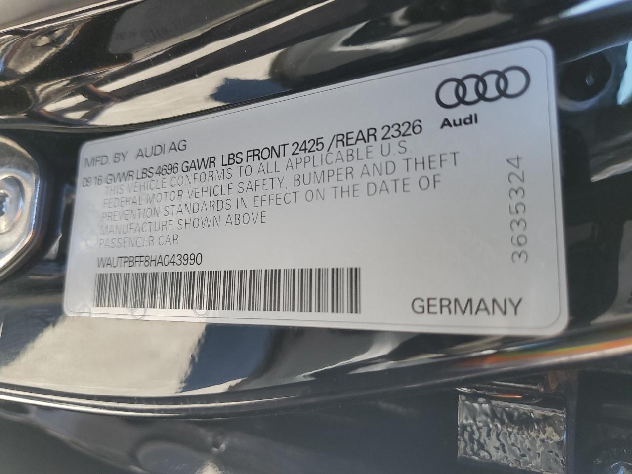 2017 Audi A3 E-Tron Premium Plus VIN: WAUTPBFF8HA043990 Lot: 79905784