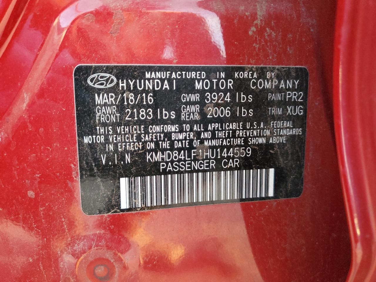 KMHD84LF1HU144559 2017 HYUNDAI ELANTRA - Image 12