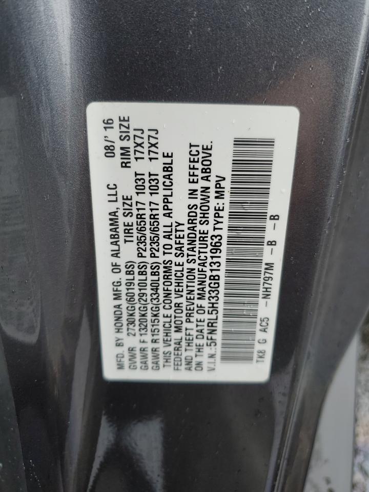 VIN 5FNRL5H33GB131963 2016 HONDA ODYSSEY no.13