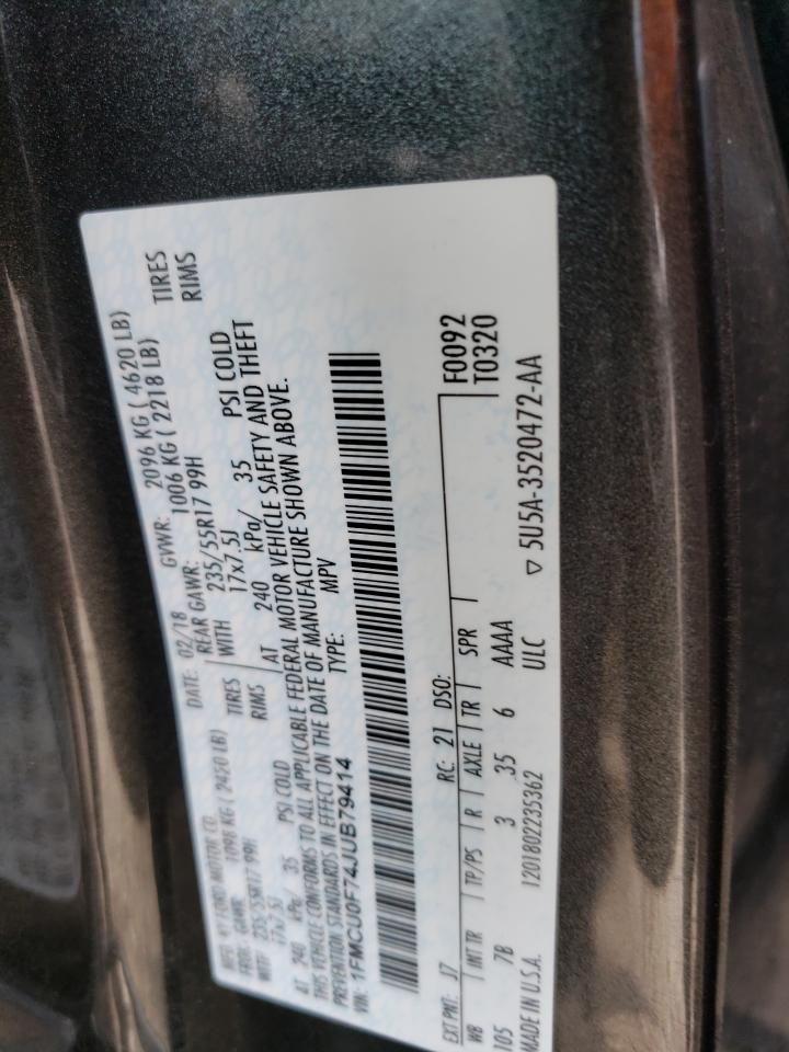 VIN 1FMCU0F74JUB79414 2018 FORD ESCAPE no.14