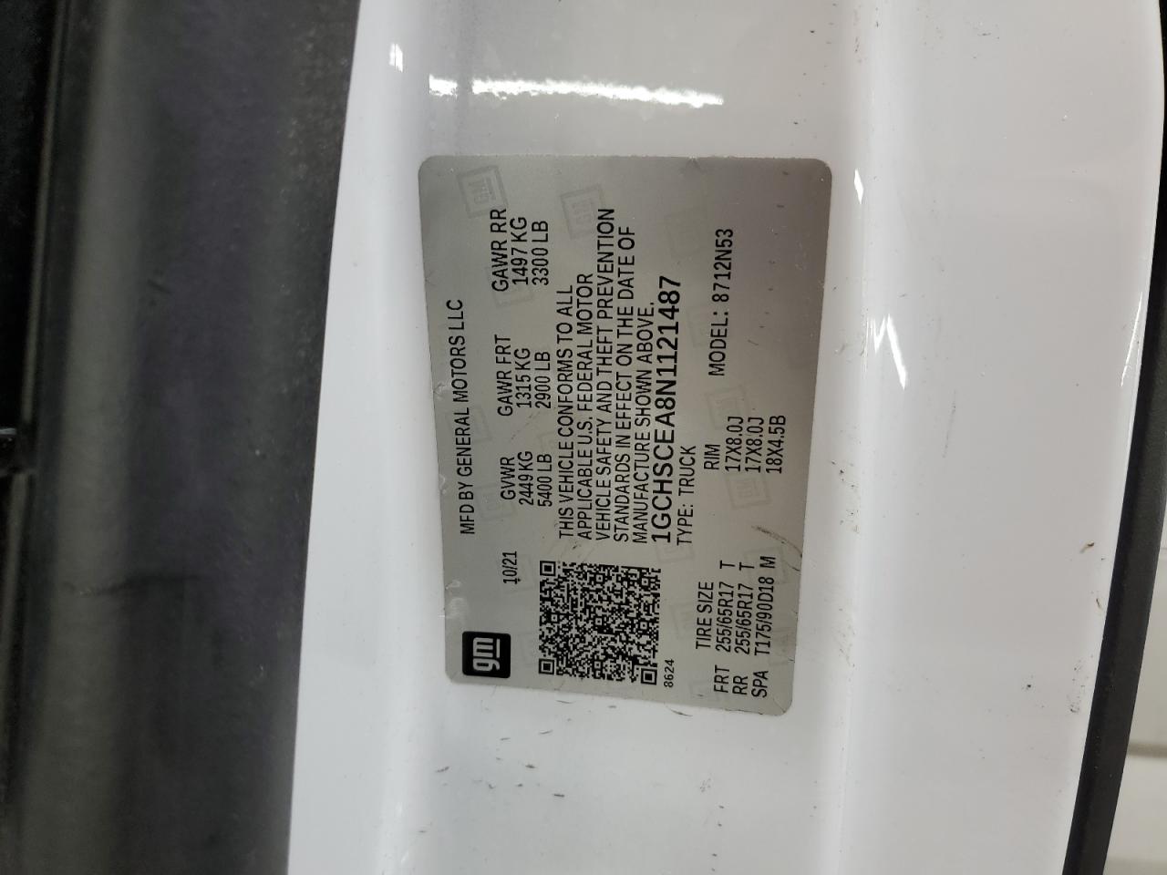 2022 Chevrolet Colorado Lt VIN: 1GCHSCEA8N1121487 Lot: 81768064