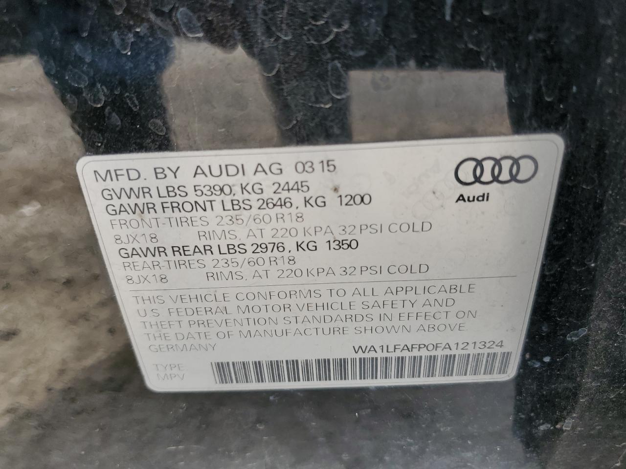 VIN WA1LFAFP0FA121324 2015 AUDI Q5 no.13