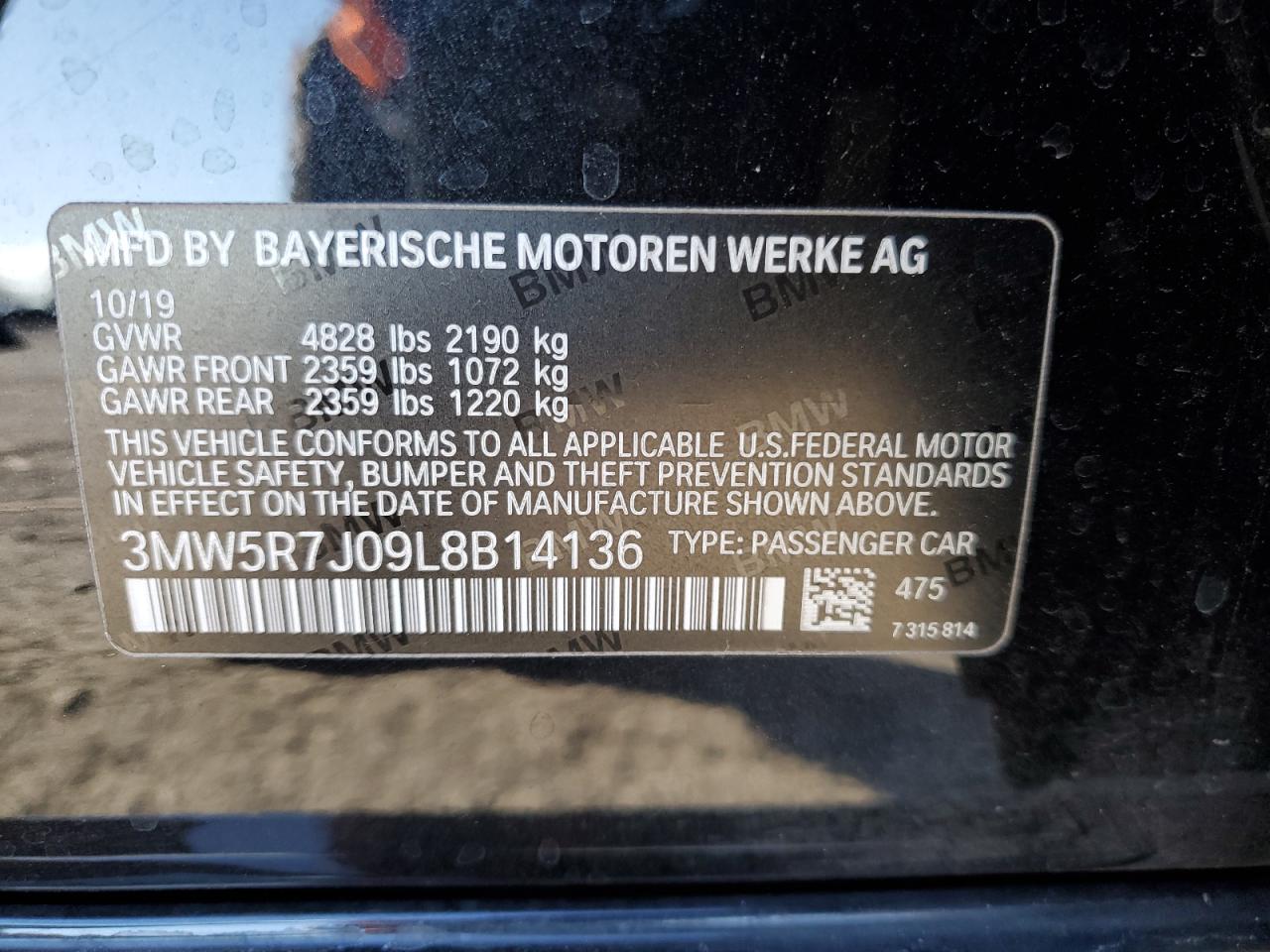 VIN 3MW5R7J09L8B14136 2020 BMW 3 SERIES no.12