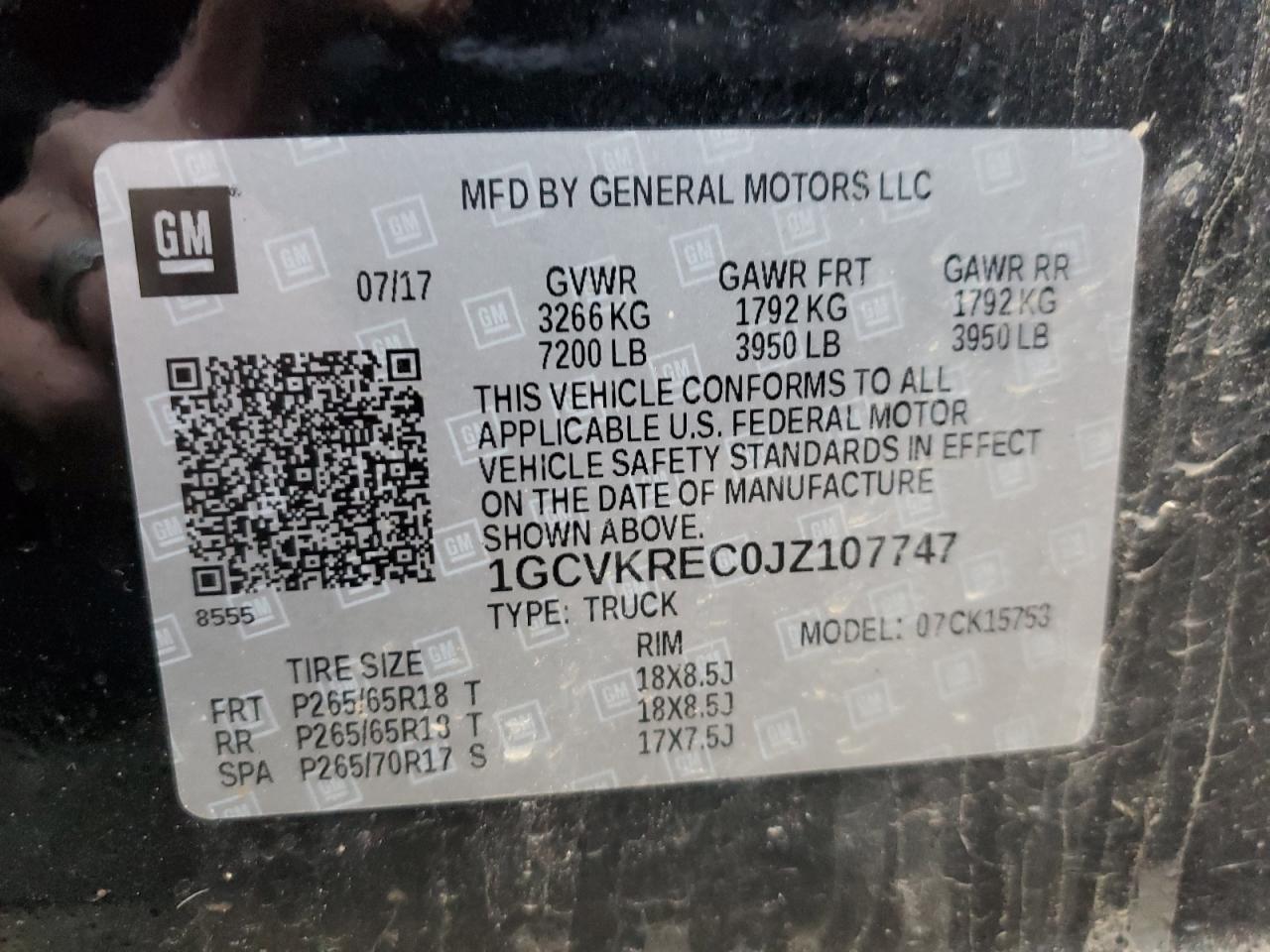 VIN 1GCVKREC0JZ107747 2018 CHEVROLET ALL Models no.12