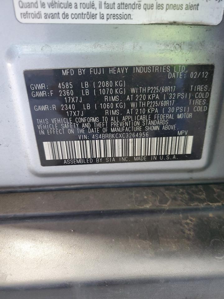 2012 Subaru Outback 2.5I Limited VIN: 4S4BRBKCXC3264956 Lot: 82453144