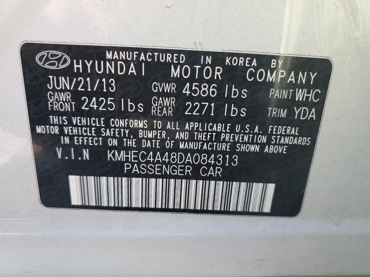 2013 Hyundai Sonata Hybrid VIN: KMHEC4A48DA084313 Lot: 78779494